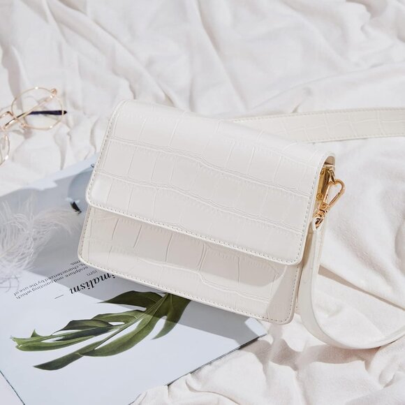 Crossbody Bags for Women Vegan Leather Purses 1-crocodile White - Picture 4 of 6